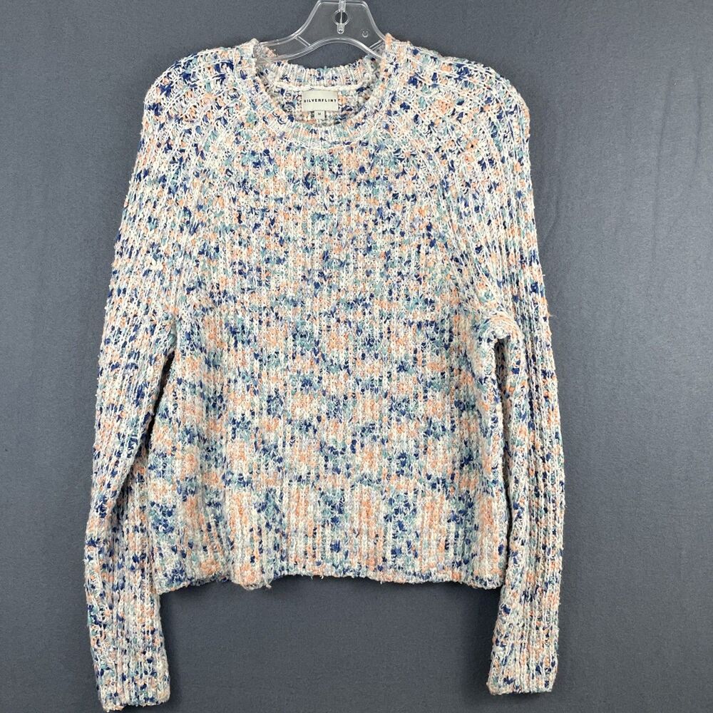 Silverflint Colorful Knit Fuzzy Soft Sweater Crewneck Pullover Size Medium